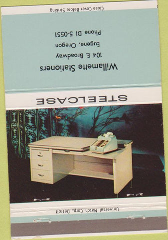 Matchbook Cover - Steelcase office furniture Eugene OR blue 40 Strike