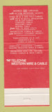 Matchbook Cover - Teledyne Western Wire Cable Los Angeles CA 30 Strike