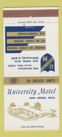 Matchbook Cover - University Motel Ann Arbor MI 30 Strike