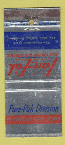 Matchbook Cover - Pure Pak Ex Cello Corp Detroit MI WORN 21 Strike Feature
