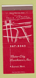 Matchbook Cover - Motor City Warehouses Detroit MI 30 Strike