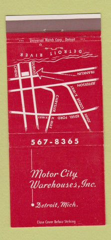 Matchbook Cover - Motor City Warehouses Detroit MI 30 Strike