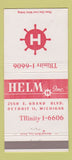 Matchbook Cover - Helm Inc Detroit MI 30 Strike