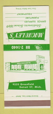 Matchbook Cover - Macauley's Stationers Detroit MI SAMPLE 30 Strike