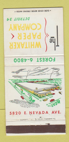 Matchbook Cover - Whitaker Paper Company Detroit MI 30 Strike