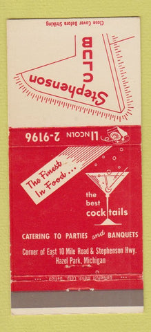 Matchbook Cover - Stephenson Club Hazel Park MI 30 Strike