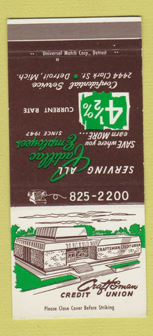 Matchbook Cover - Craftsman Credit Union Detroit MI SAMPLE 30 Strike
