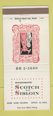 Matchbook Cover - Meyerson's Scotch and Sirloin Detroit MI 30 Strike