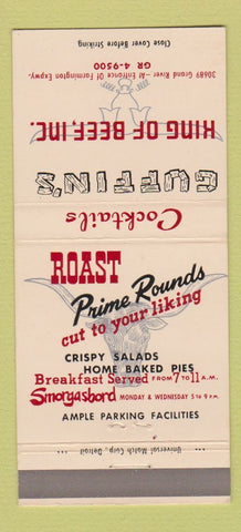 Matchbook Cover - Guffin's King of Beef Farmington MI 30 Strike