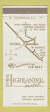 Matchbook Cover - Highlander Motel Pontiac MI 30 Strike