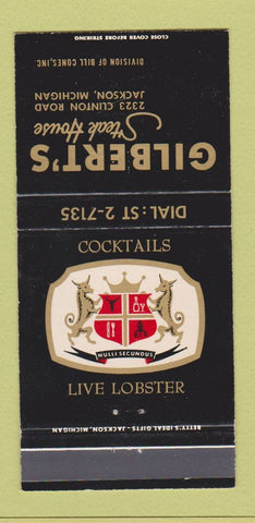 Matchbook Cover - Gilbert's Steak House Jackson MI 30 Strike