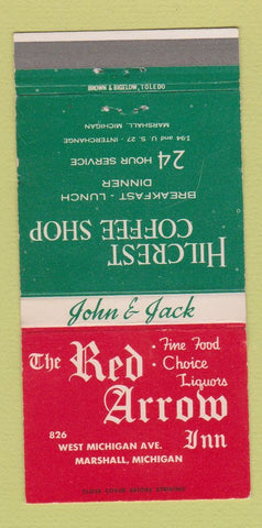 Matchbook Cover - Red Arrow Inn Marshall MI 30 Strike