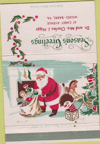 Matchbook Cover - Dr. Mrs. Charles Higgs Wilkes Barre PA 40 Strike