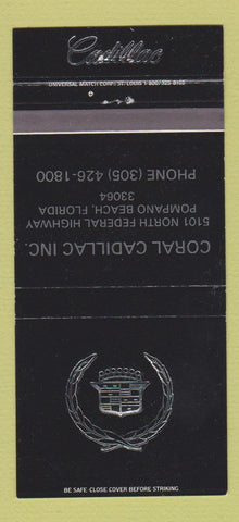 Matchbook Cover - Coral Cadillac Pompano Beach FL 30 Strike