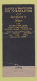 Matchbook Cover - Albert Davidson Wrought Steel Pipe Brooklyn NY 30 Stick