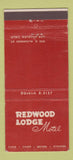 Matchbook Cover - Redwood Lodge Motel Los Angeles CA WEAR 30 Stick