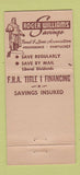 Matchbook Cover - Roger Williams Savings Providence Pawtucket RI 30 Stick