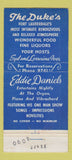 Matchbook Cover Eddie Daniels The Duke's Restaurant Fort Lauderdale FL 30 Stick
