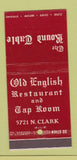 Matchbook Cover - Old English Restaurant Chicago IL Round Table 30 Stick