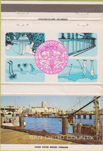Matchbook Cover - San Diego CA County tourism Bell telephone 40 Strike