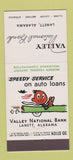 Matchbook Cover - Valley National Bank Lanett AL 30 Stick