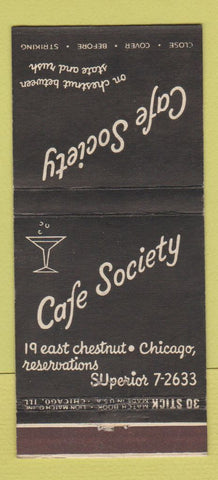 Matchbook Cover - Cafe Society Chicago IL 30 Stick