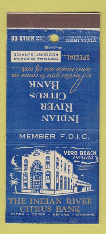 Matchbook Cover - Indian River Citrus Bank Vero Beach FL 30 Stick
