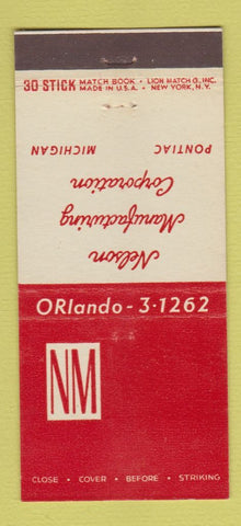 Matchbook Cover - Nelson Manufacturing Pontic MI 30 Stick