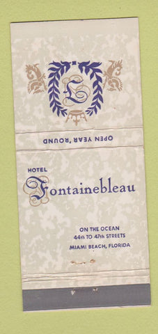 Matchbook Cover - Hotel Fontainebleau Miami Beach FL 30 Stick