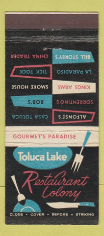 Matchbook Cover - Toluca Lake Restaurant Colony CA 30 Stick