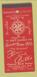 Matchbook Cover - Fan and Bill's Steak House Washington DC 30 Stick
