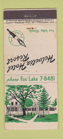 Matchbook Cover - Helvetia Hotel Resort Fox Lake IL WEAR 21 Strike Feature