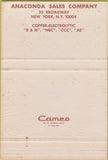 Matchbook Cover - Anaconda New York NY Copper Electrolytic 40 Strike