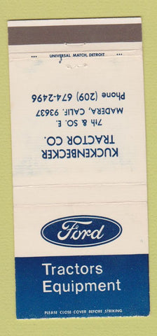 Matchbook Cover - Kuckenbecker Ford Tractors Madera CA 30 Strike