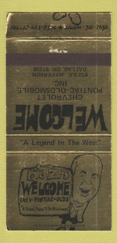 Matchbook Cover - Big Z's Chevrolet Pontiac Oldsmobile Dallas OR WEAR 30 Strike