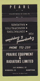 Matchbook Cover - Pearl Prairie Equipment Radiators Winnipeg MB 30 Strike