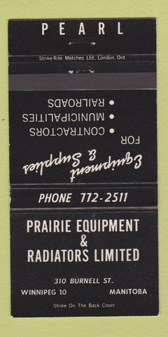 Matchbook Cover - Pearl Prairie Equipment Radiators Winnipeg MB 30 Strike