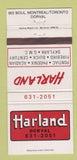 Matchbook Cover - Harland Pontiac Firebird Buick GMC Dorval QC 30 Strike