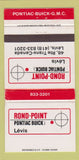 Matchbook Cover - Rond Point Pontiac Buick Levis QC GMC 30 Strike