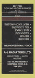 Matchbook Cover - A1 Radiators Campbell River BC WEAR 30 Strike
