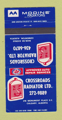 Matchbook Cover - Crossroads Radiator Calgary AB #1 30 Strike