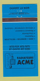 Matchbook Cover - Acme Radiators Ste Foy St David QC #1 30 Strike