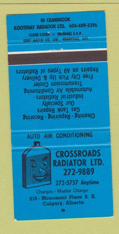 Matchbook Cover - Crossroads Radiator Calgary AB BLUE 30 Strike
