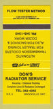 Matchbook Cover - Don's Radiator Service Brockville ON 30 Strike