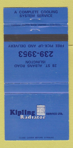 Matchbook Cover - Kipling Radiator Islington ON 30 Strike