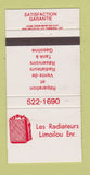 Matchbook Cover - Les Radiateurs Quebec QC  30 Strike