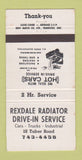 Matchbook Cover - Rexdale Radiator Service ON 30 Strike