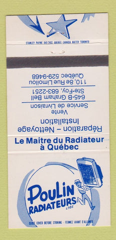 Matchbook Cover - Poulin Radiator Services Ste Foy Quebec QC #2 30 Strike