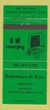 Matchbook Cover - Radiators Cap De La Madeleine QC 30 Strike