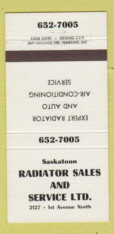 Matchbook Cover - Saskatoon Radiator Sales SK 30 Strike